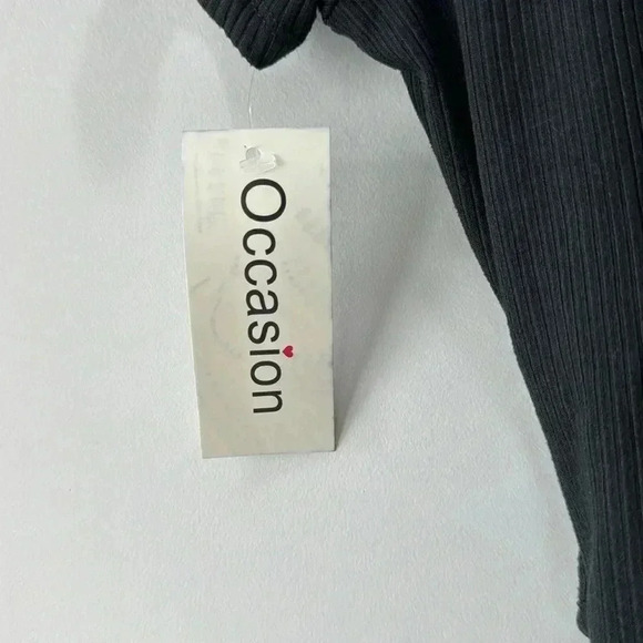 Occasion Black Ribbed Crop Top XL NWT V-Neck Front Ties - Picture 10 of 11